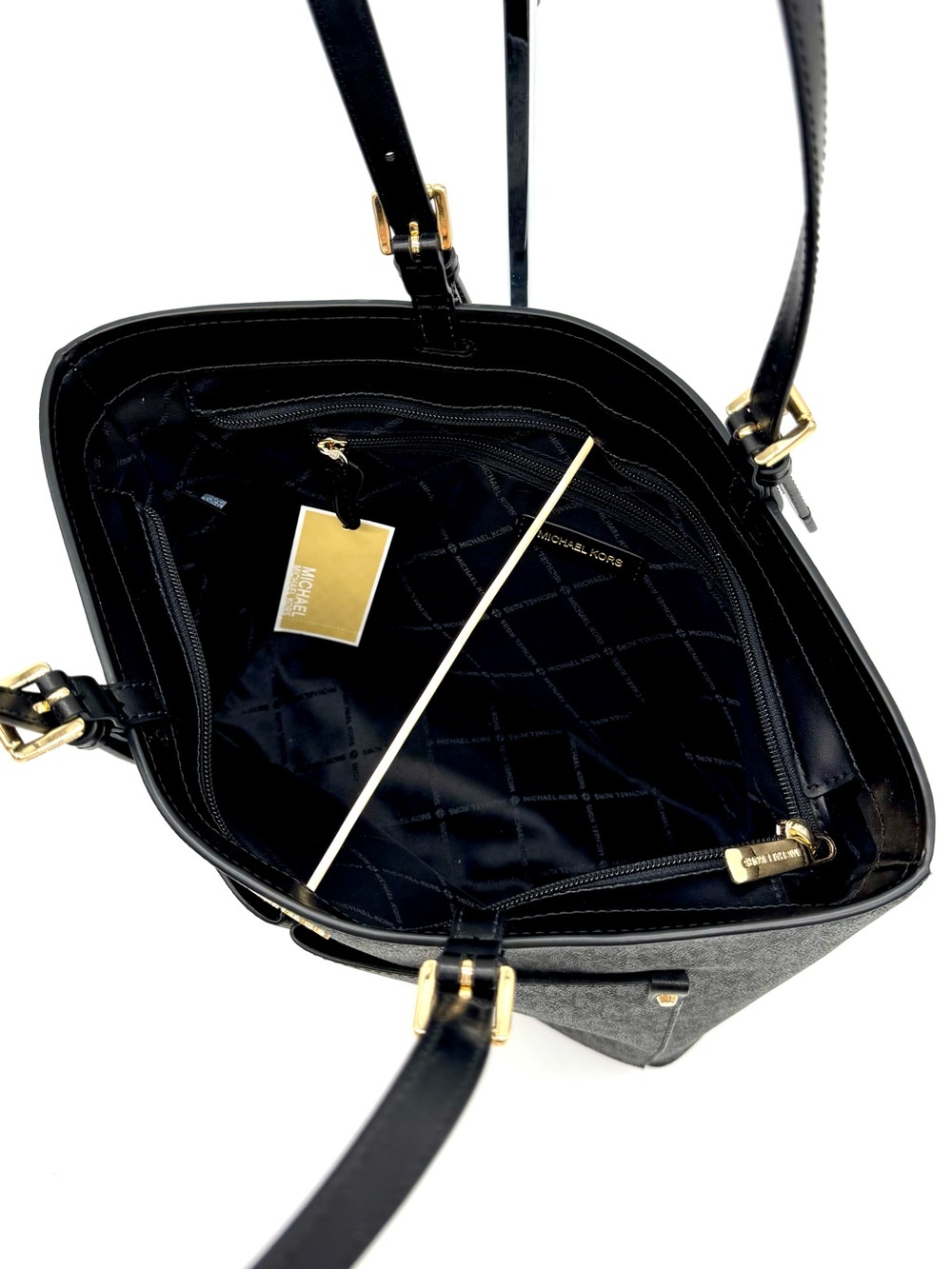 Michael Kors Jet Set Medium Pocket Tote Bag Black Multi - Picture 8 of 10